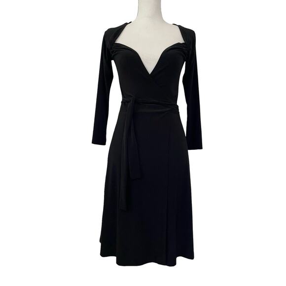 Norma Kamali Sweetheart Jersey Wrap Mini Dress Size XS Black Capsule Office LBD - Picture 1 of 9